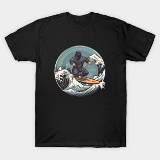 Surf Ninjas on surf board great wave T-Shirt